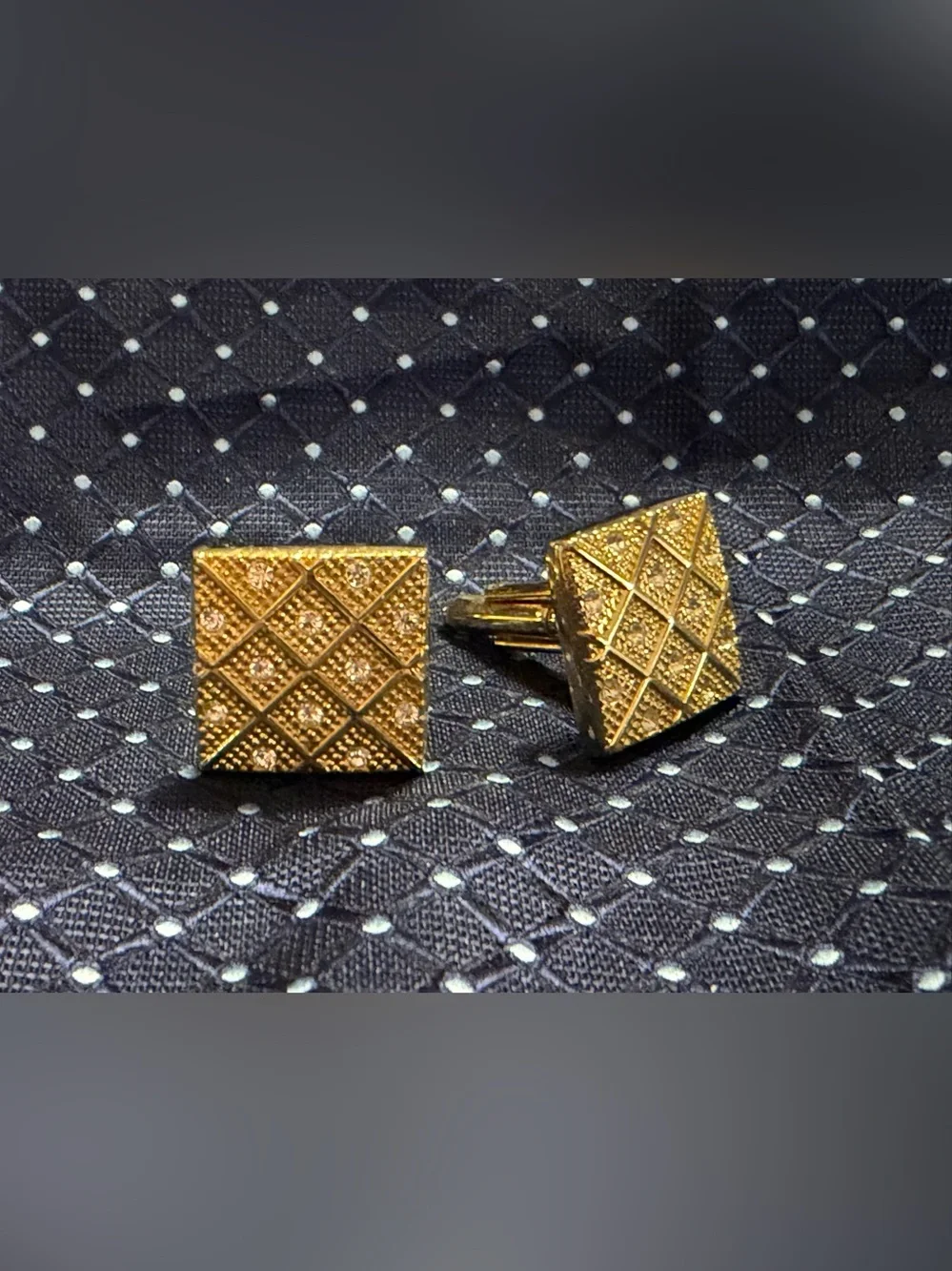 Gold Geometric Square Cufflinks for Men